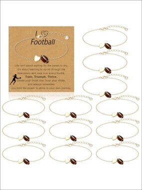 12 Pack Football Charm Link Bracelets Adjustable Alloy Inspirational Gift